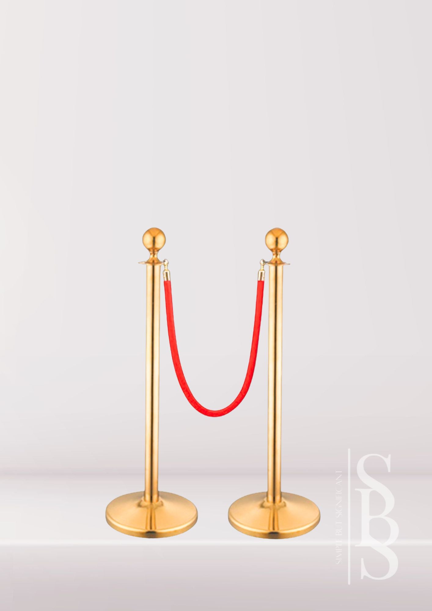 Gold Bollard & Red Rope Set