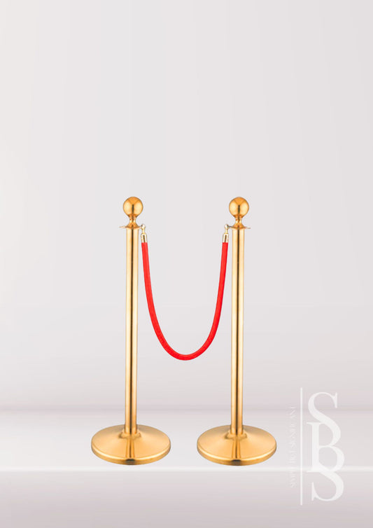 Gold Bollard & Red Rope Set