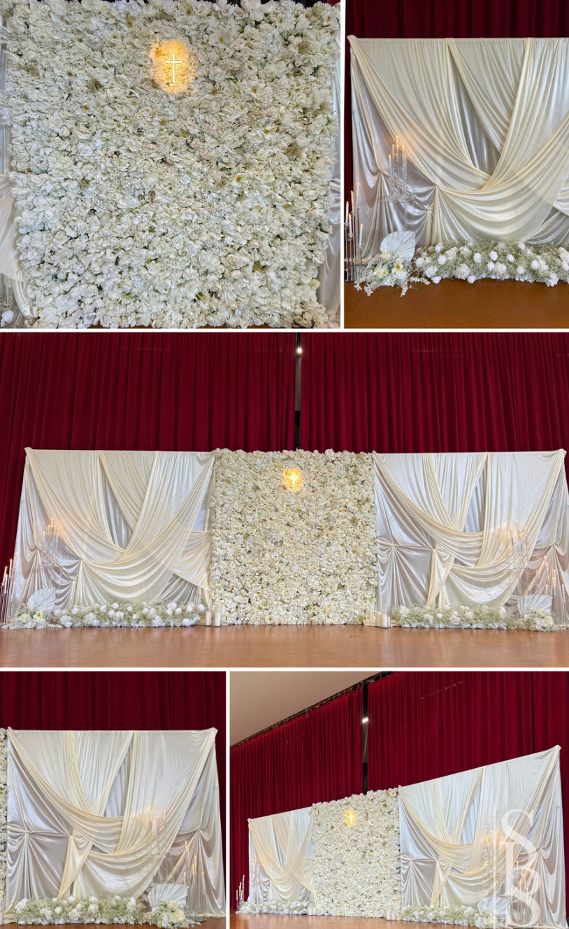 Flower Wall & Drapes 9m x 3m